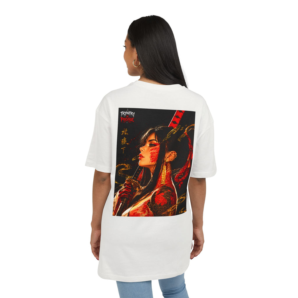Oversized Tee — 'Trynity x Prestige' Graphic Back Print Samurai Woman