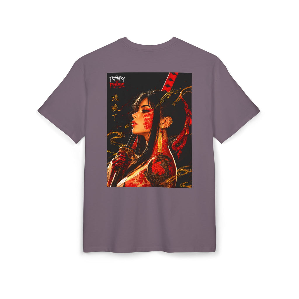 Oversized Tee — 'Trynity x Prestige' Graphic Back Print Samurai Woman