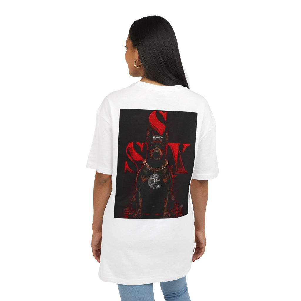 Graphic Tee — 'Trynity x Prestige' Red Skull Back Print Oversized T-Shirt