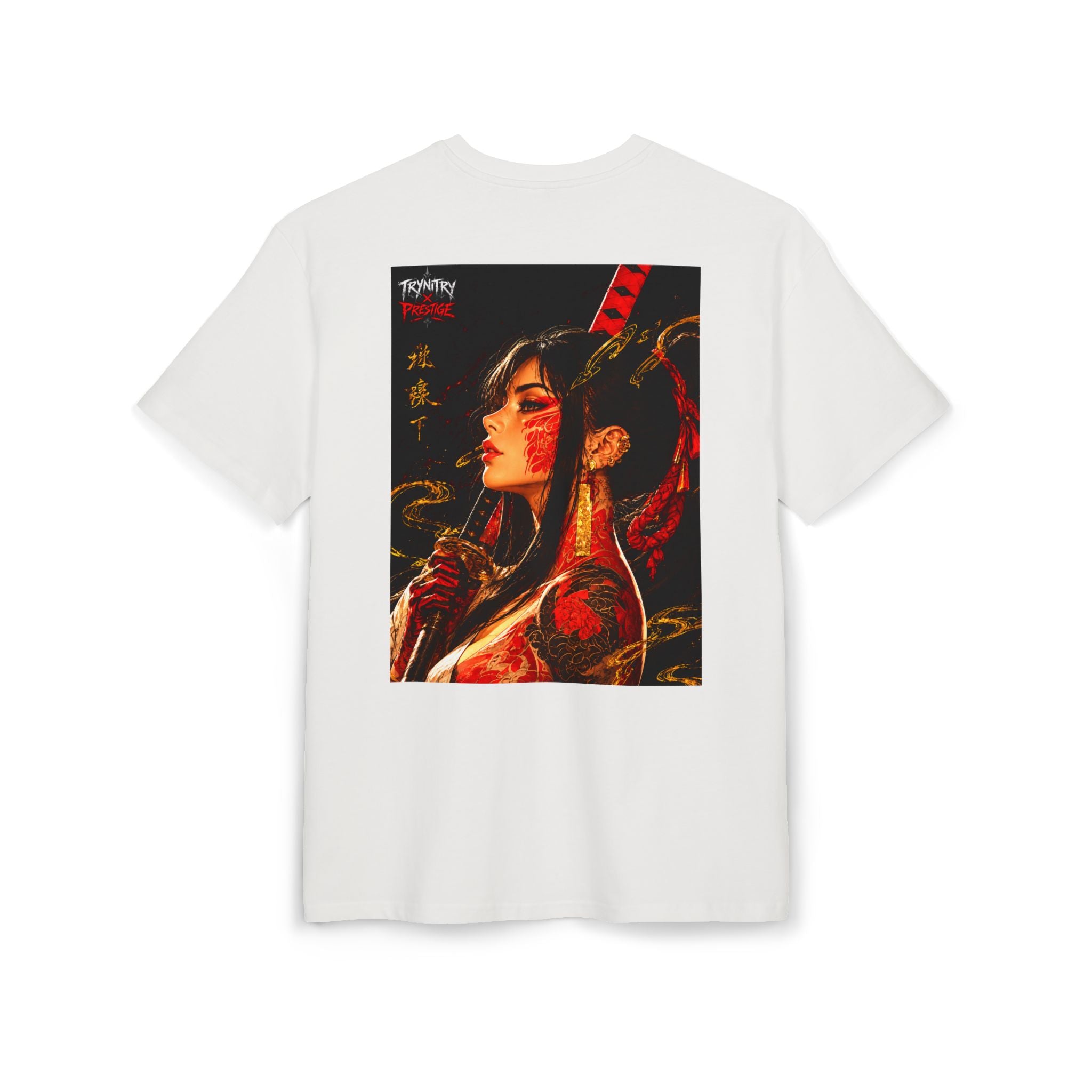 Oversized Graphic Tee — 'Trinity x Prestige' Japanese Oni Mask Streetwear
