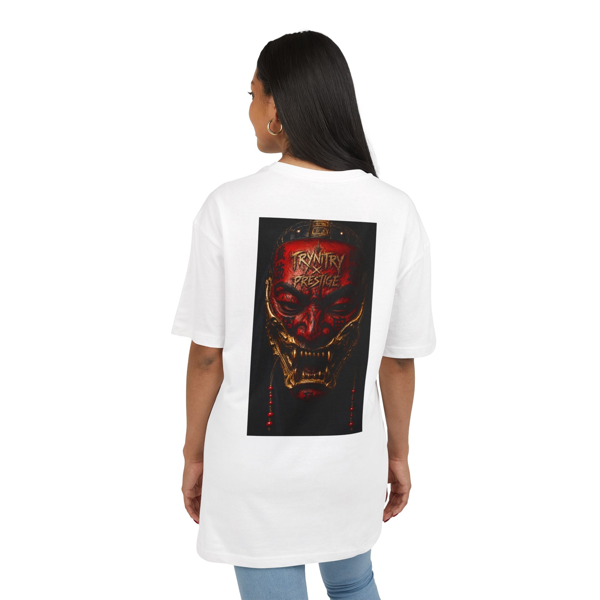 Horror Mask Graphic Tee — "Trynity x Prestige" Oversized Streetwear