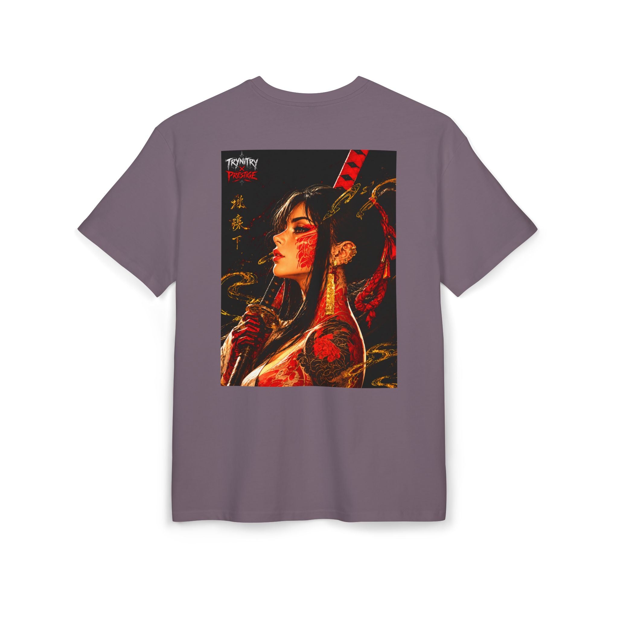 Oversized Graphic Tee — 'Trinity x Prestige' Japanese Oni Mask Streetwear