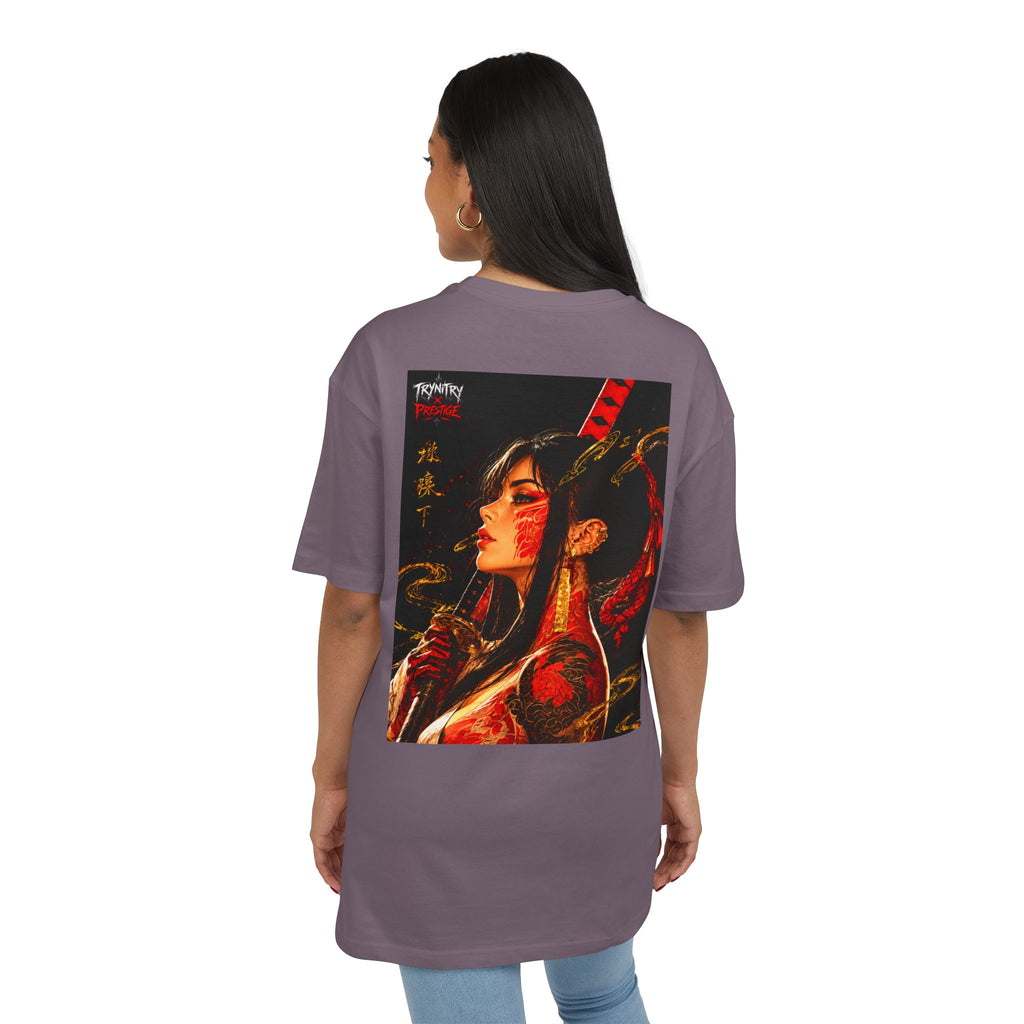 Oversized Tee — 'Trynity x Prestige' Graphic Back Print Samurai Woman